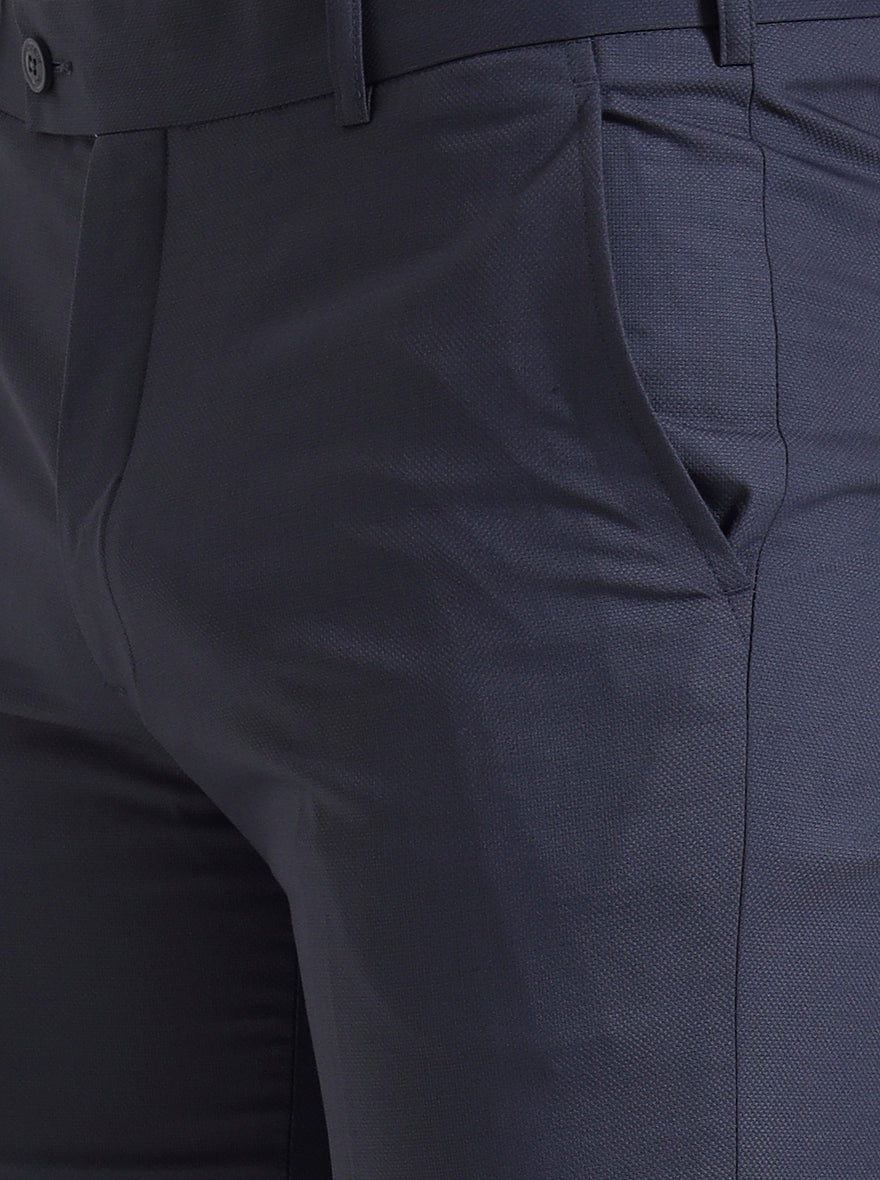Blue Solid Slim Fit Formal Trouser | JadeBlue Super Luxe