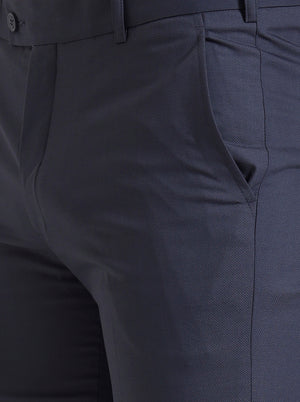 Blue Solid Slim Fit Formal Trouser | JadeBlue Super Luxe