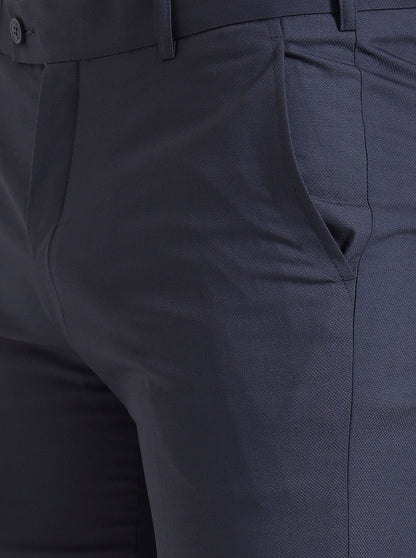 Blue Solid Slim Fit Formal Trouser | JadeBlue Super Luxe