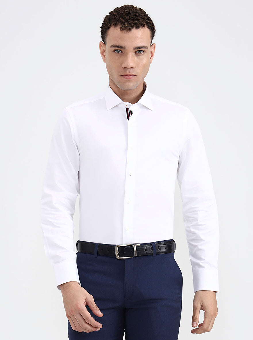 White Solid Slim Fit Party Wear Shirt | JB X JB