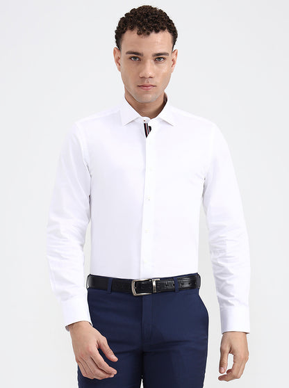 White Solid Slim Fit Party Wear Shirt | JB X JB