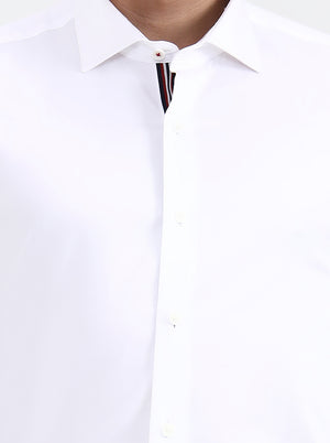 White Solid Slim Fit Party Wear Shirt | JB X JB