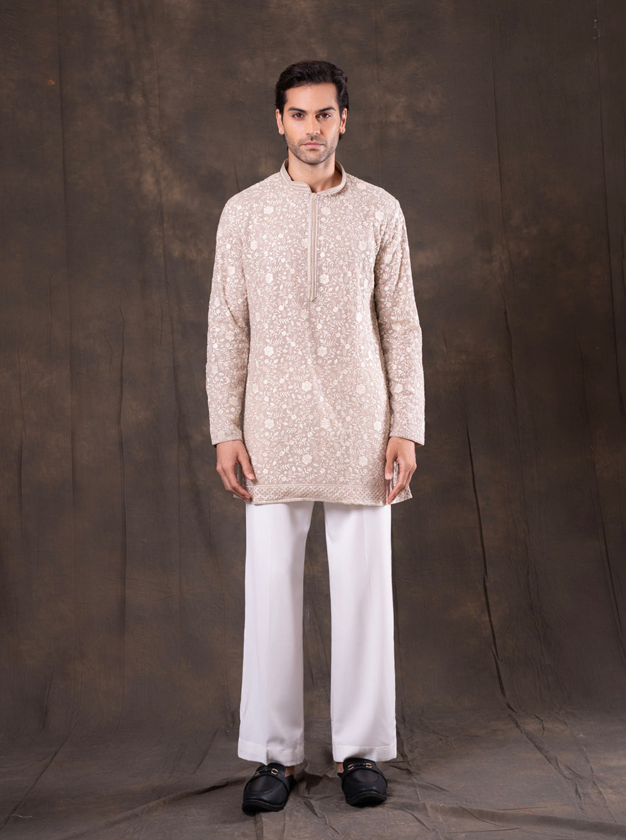 Cream Embroidered  Kurta Pajama | TULA