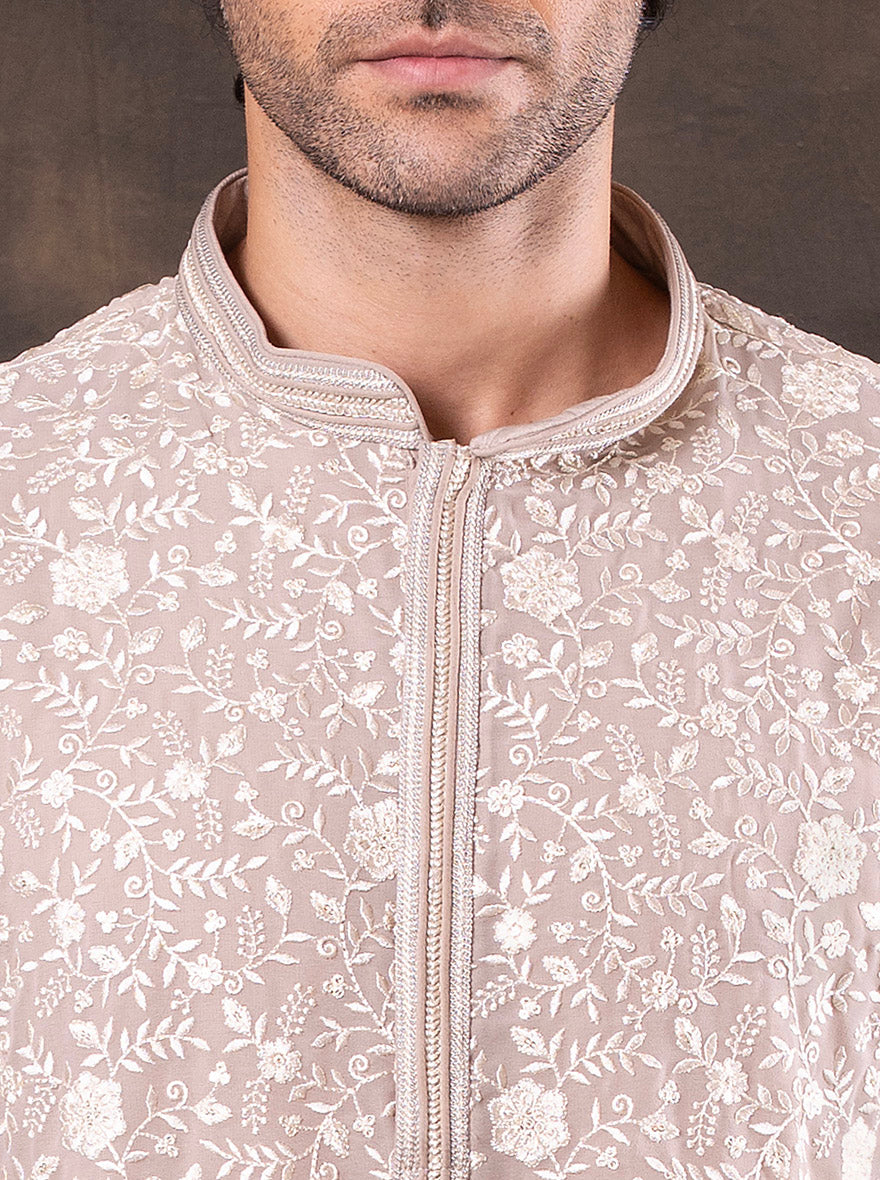 Cream Embroidered  Kurta Pajama | TULA