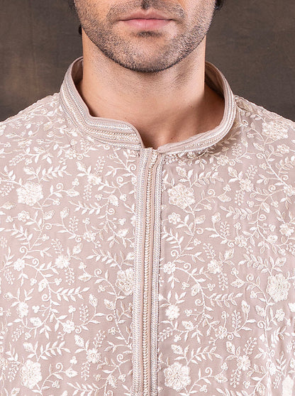 Cream Embroidered  Kurta Pajama | TULA