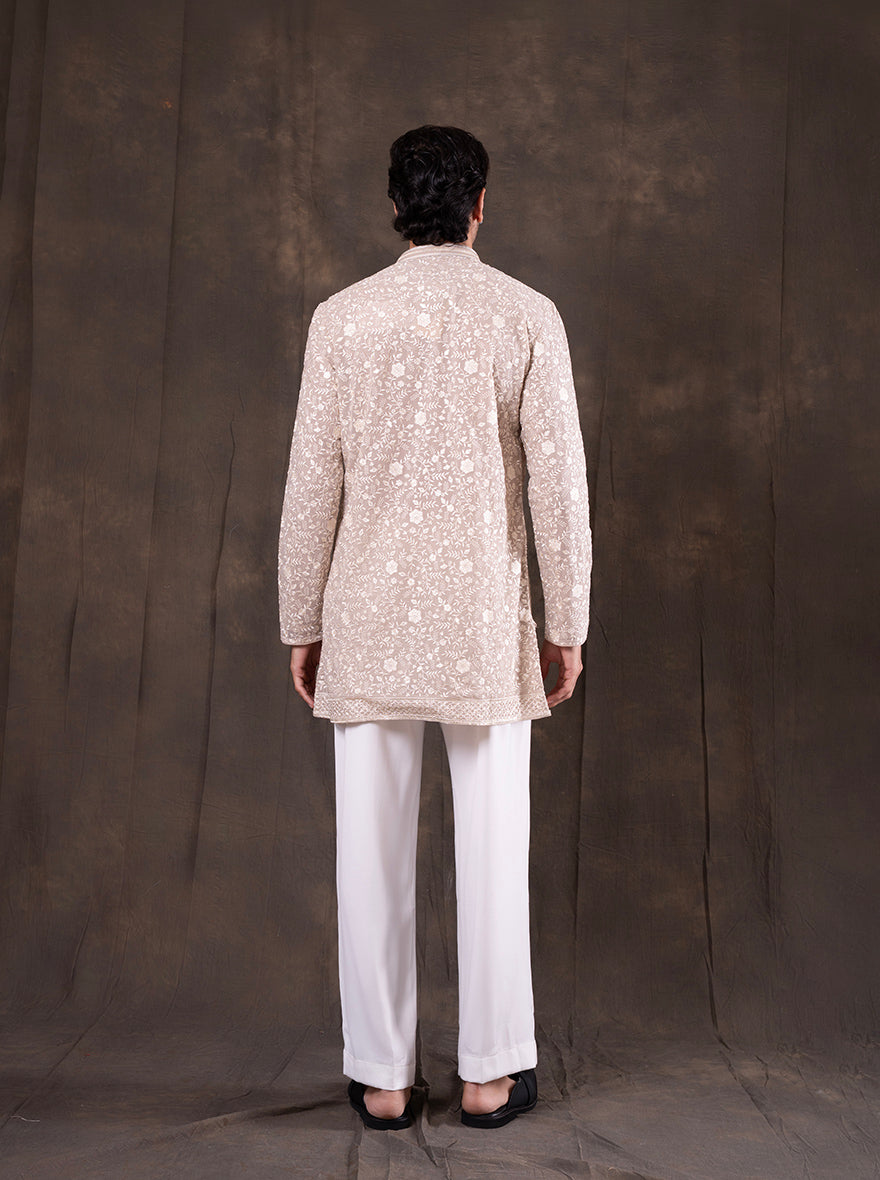 Cream Embroidered  Kurta Pajama | TULA