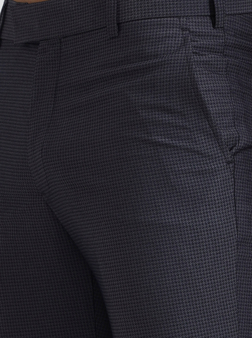 Dark Grey Solid Slim Fit Formal Trouser | Metal