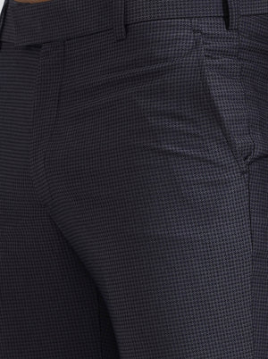 Dark Grey Solid Slim Fit Formal Trouser | Metal