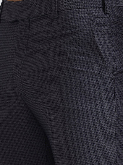 Dark Grey Solid Slim Fit Formal Trouser | Metal