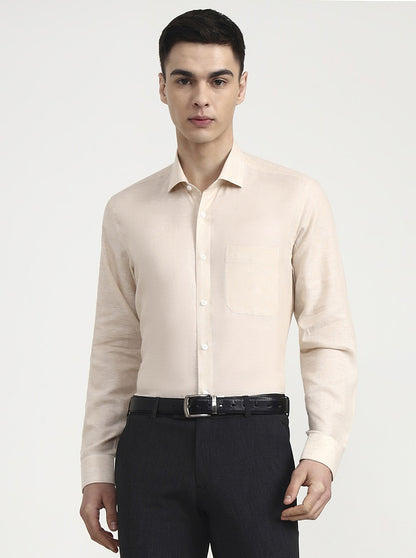 Fawn Solid Slim Fit Formal Shirt | JadeBlue
