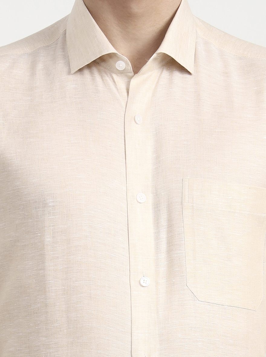 Fawn Solid Slim Fit Formal Shirt | JadeBlue