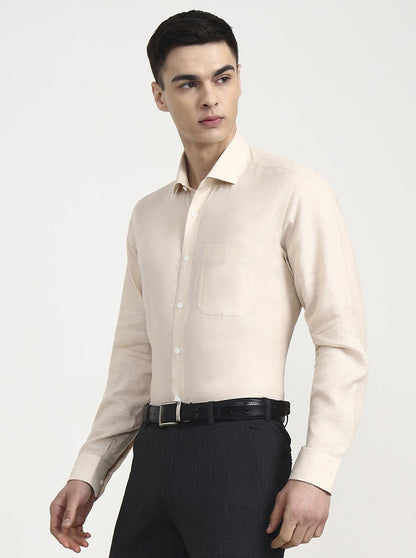 Fawn Solid Slim Fit Formal Shirt | JadeBlue
