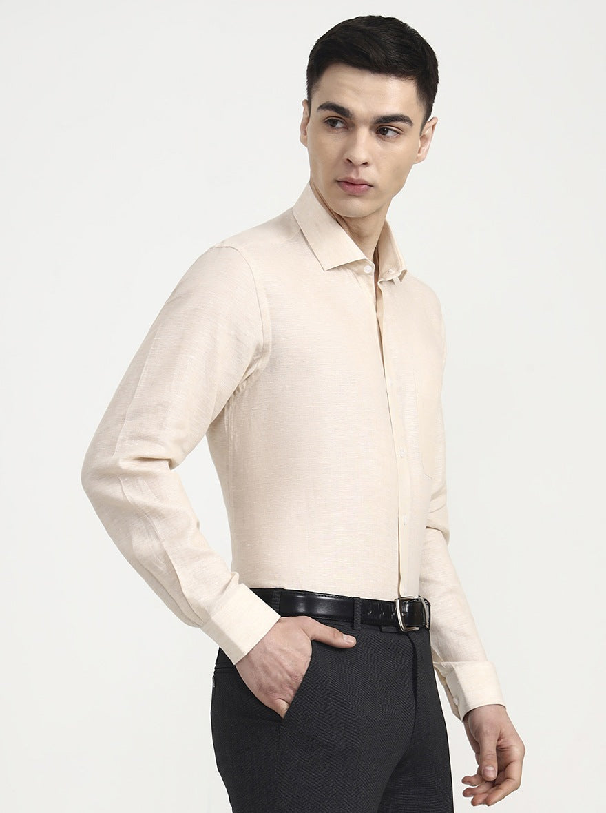 Fawn Solid Slim Fit Formal Shirt | JadeBlue
