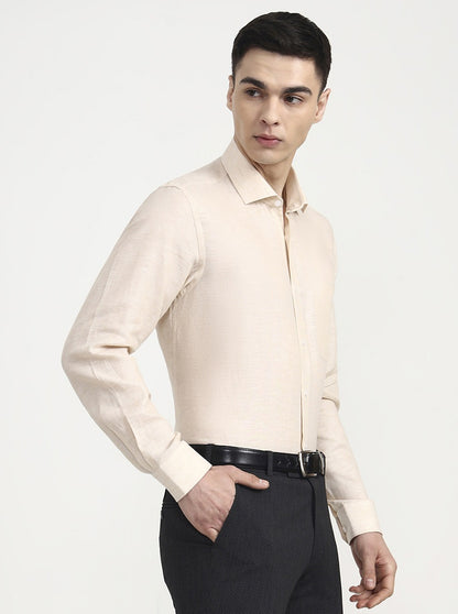 Fawn Solid Slim Fit Formal Shirt | JadeBlue