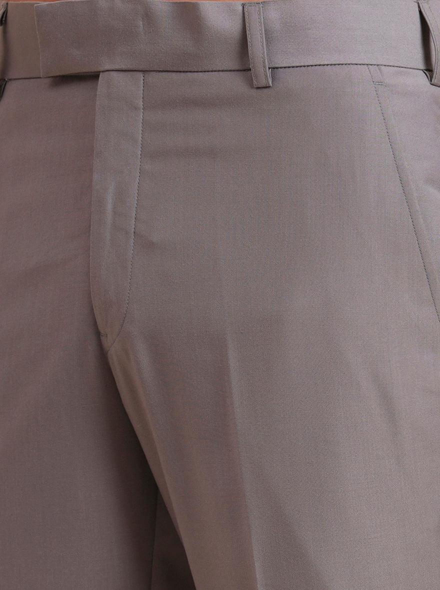 Grey Solid Slim Fit Formal Trouser | Metal