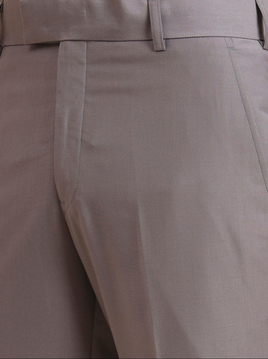 Grey Solid Slim Fit Formal Trouser | Metal