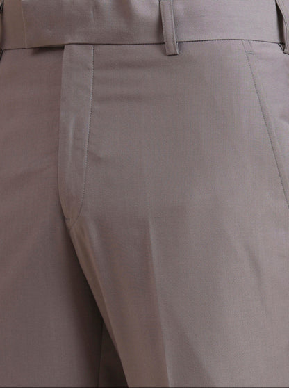 Grey Solid Slim Fit Formal Trouser | Metal
