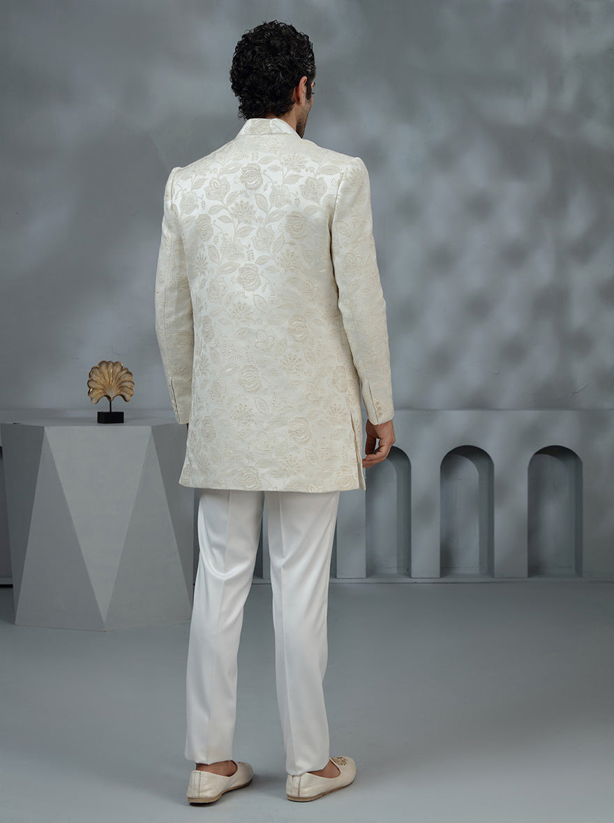 Cream Self Design Indowestern | TULA