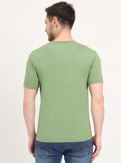 Light Green Printed Slim Fit T-Shirt | JadeBlue