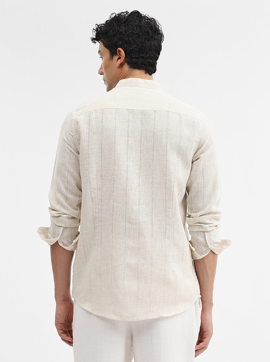 Beige Solid Slim Fit Sort Kurta | JadeBlue