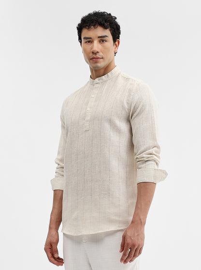 Beige Solid Slim Fit Sort Kurta | JadeBlue