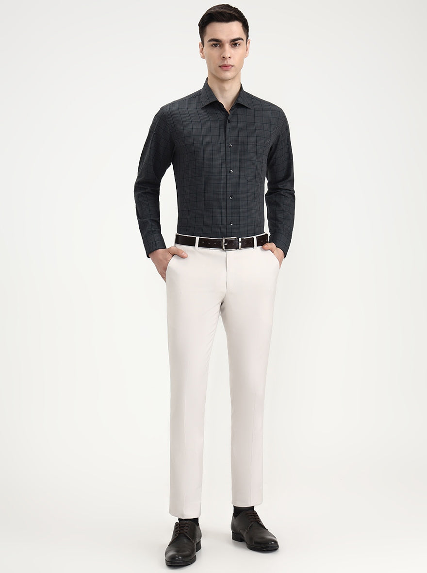 Green & Grey Checked Slim Fit Formal Shirt | Metal