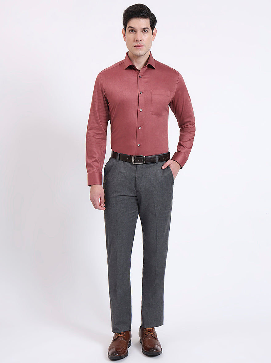 Rust Solid Slim Fit Formal Shirt | Metal