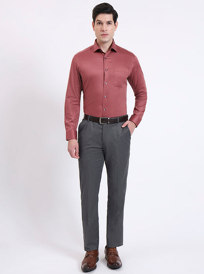 Rust Solid Slim Fit Formal Shirt | Metal