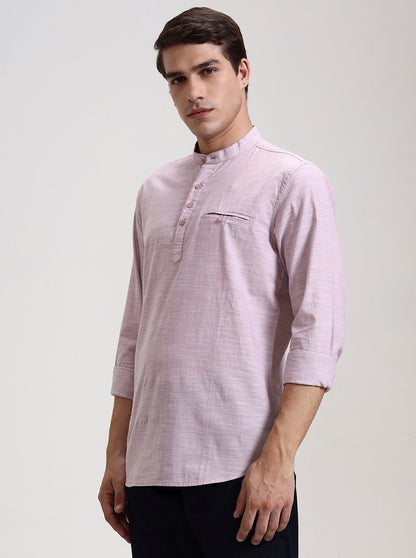Onion Pink Solid Slim Fit Short Kurta | JadeBlue