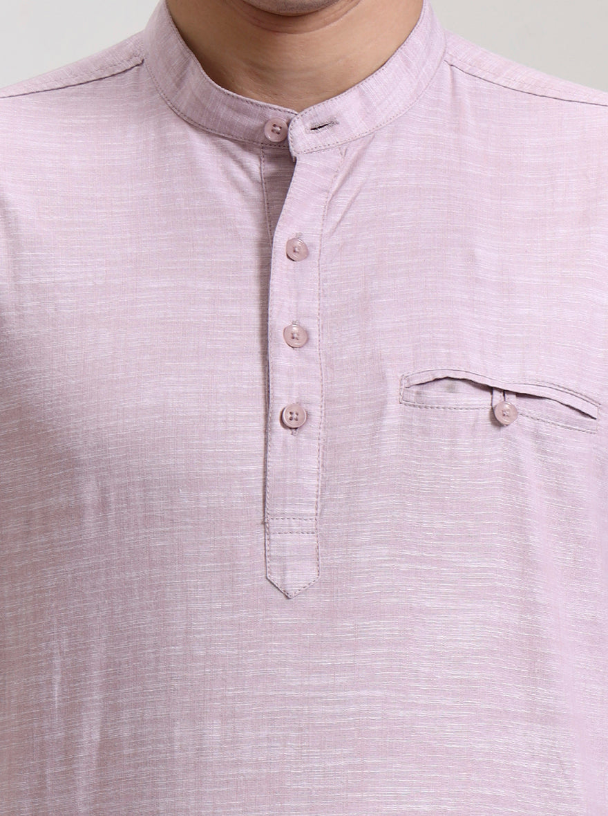 Onion Pink Solid Slim Fit Short Kurta | JadeBlue