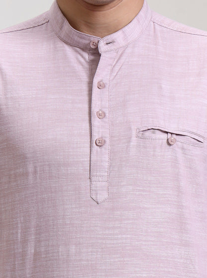 Onion Pink Solid Slim Fit Short Kurta | JadeBlue