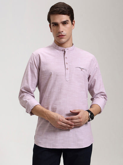 Onion Pink Solid Slim Fit Short Kurta | JadeBlue