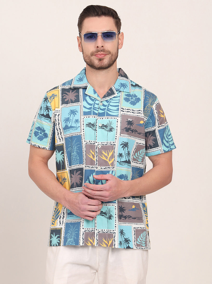 Multicolor Printed Slim Fit Casual Shirt | JadeBlue