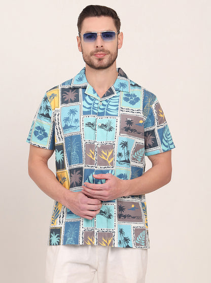 Multicolor Printed Slim Fit Casual Shirt | JadeBlue