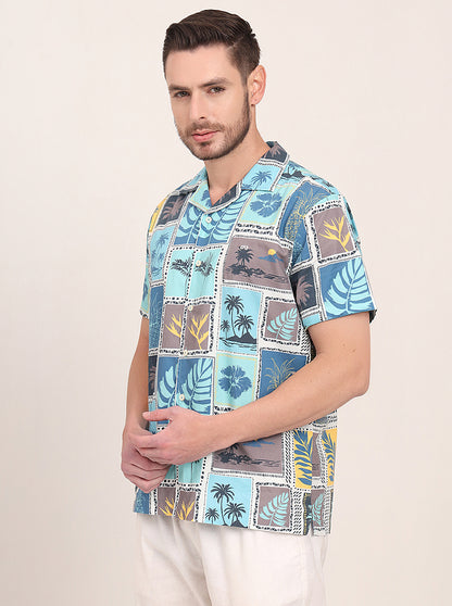 Multicolor Printed Slim Fit Casual Shirt | JadeBlue