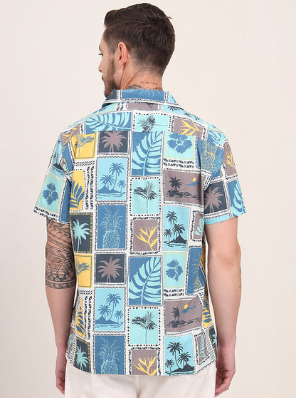 Multicolor Printed Slim Fit Casual Shirt | JadeBlue