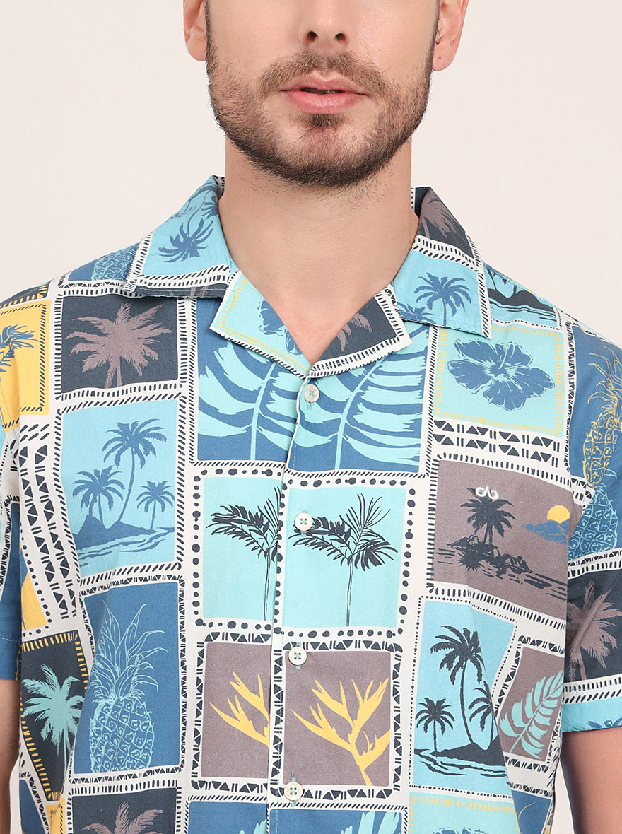 Multicolor Printed Slim Fit Casual Shirt | JadeBlue