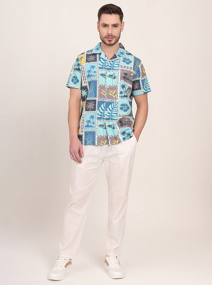 Multicolor Printed Slim Fit Casual Shirt | JadeBlue