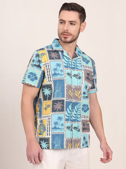 Multicolor Printed Slim Fit Casual Shirt | JadeBlue