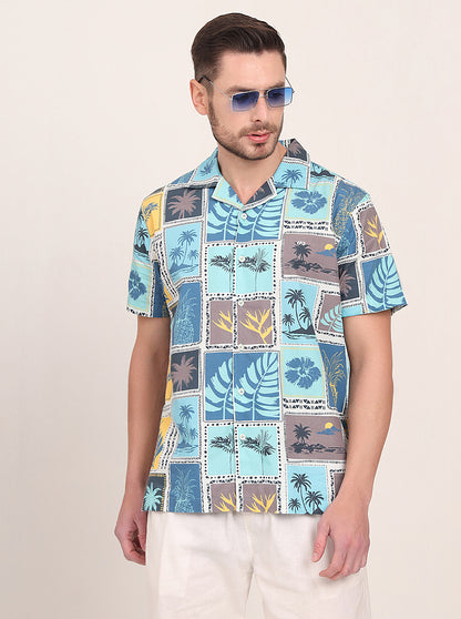 Multicolor Printed Slim Fit Casual Shirt | JadeBlue