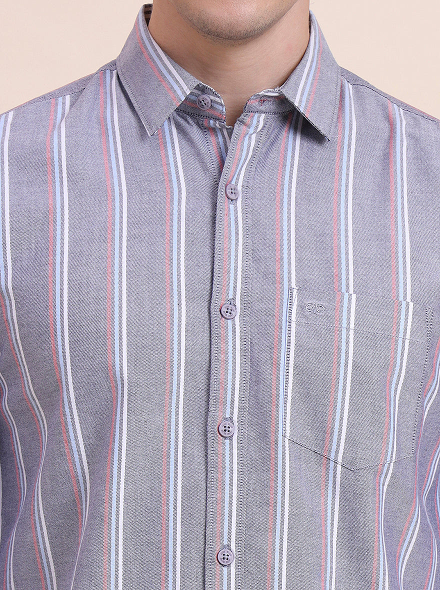 Blue Striped Slim Fit Casual Shirt | JadeBlue