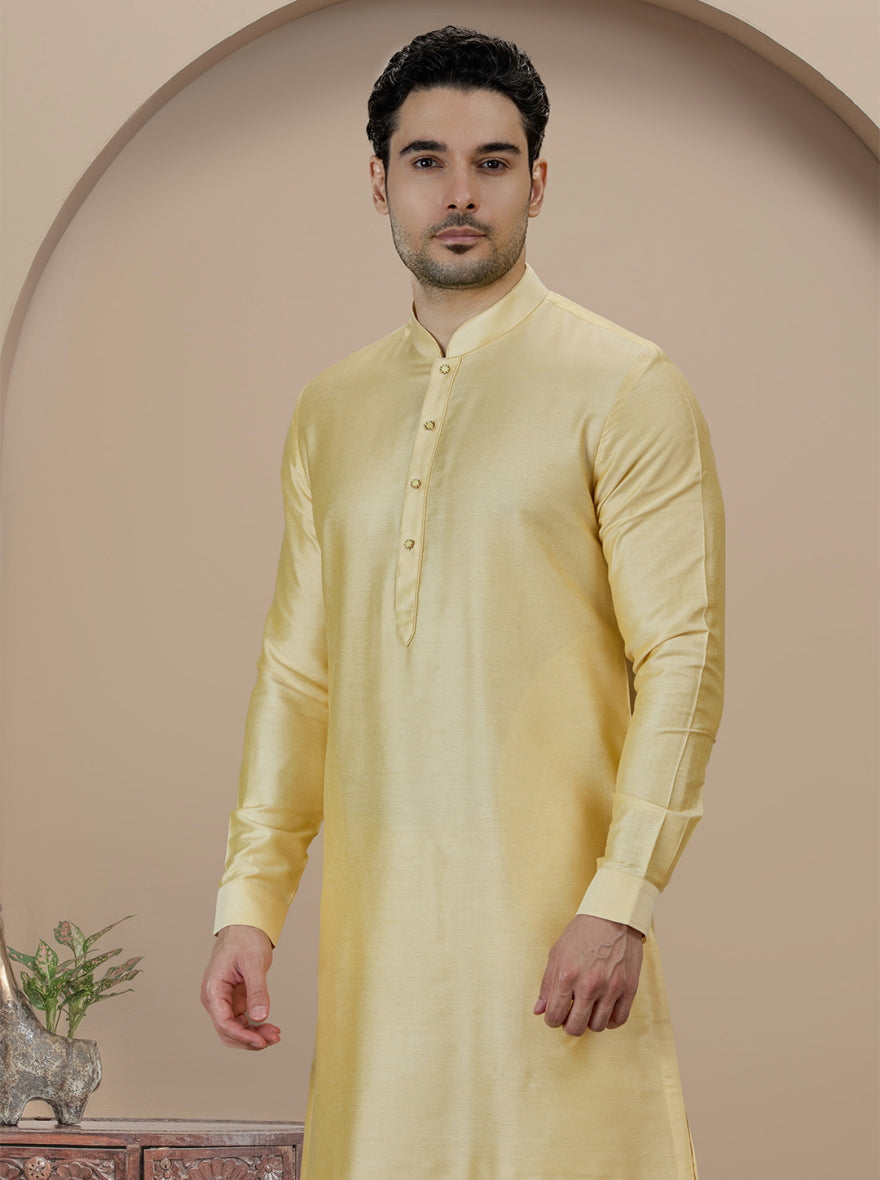 Golden Yellow Solid Kurta Pajama | TULA