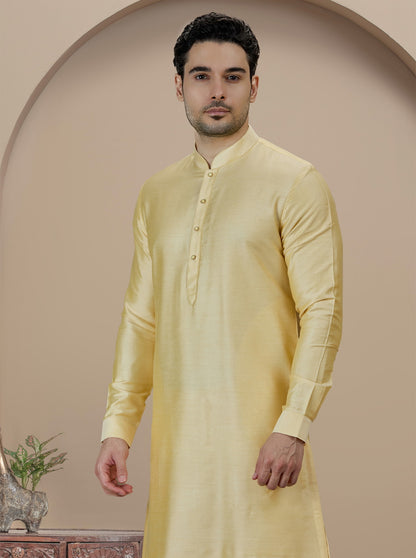 Golden Yellow Solid Kurta Pajama | TULA
