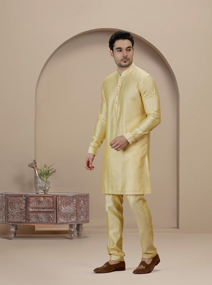 Golden Yellow Solid Kurta Pajama | TULA