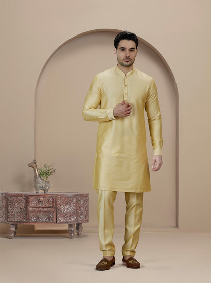 Golden Yellow Solid Kurta Pajama | TULA