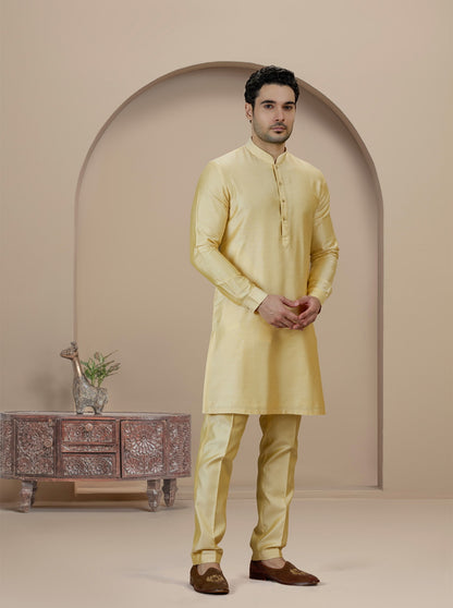 Golden Yellow Solid Kurta Pajama | TULA