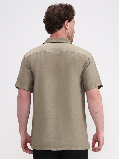 Fern Grey Solid Slim Fit Casual Shirt | JadeBlue