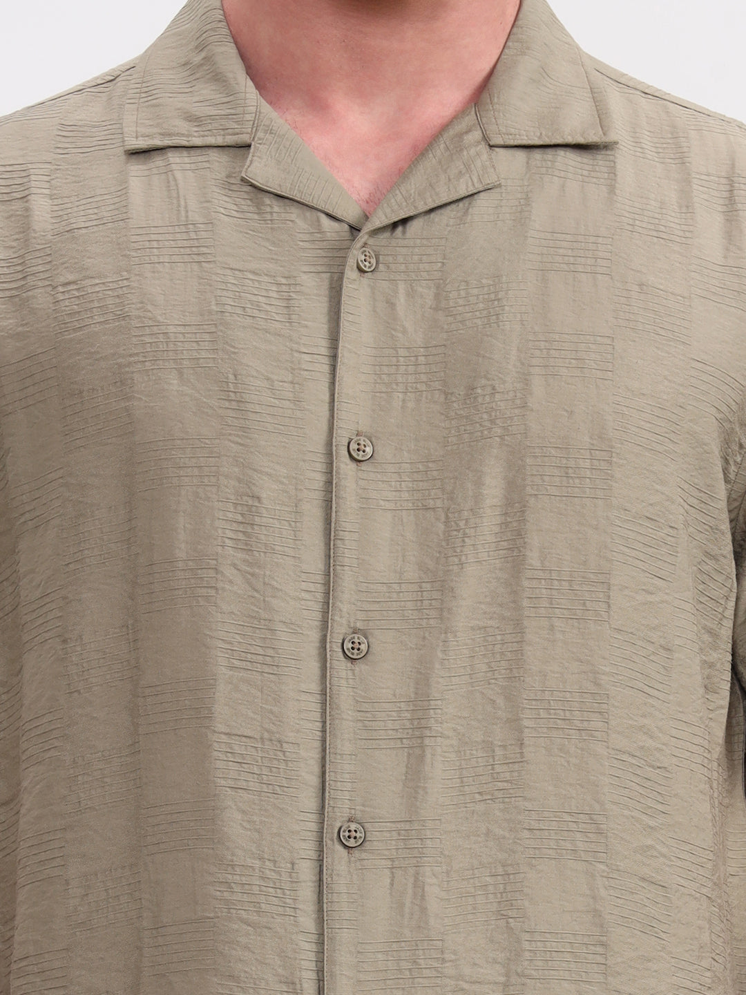 Fern Grey Solid Slim Fit Casual Shirt | JadeBlue