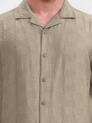 Fern Grey Solid Slim Fit Casual Shirt | JadeBlue