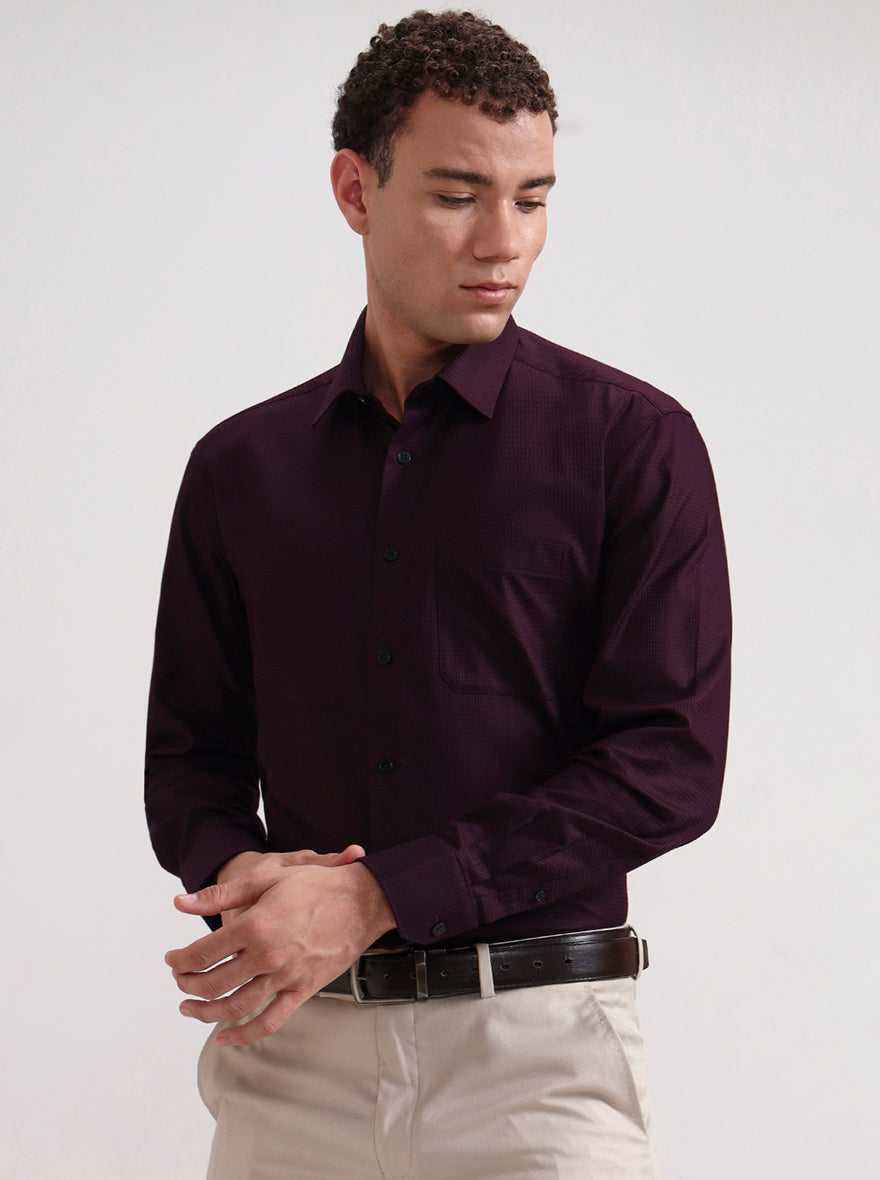 Wine Solid Regular Fit Formal Shirt | JadeBlue
